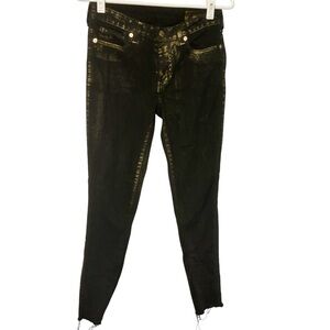 Versace Collection Slim Women’s Size 25 Black Gold Coated Skinny Jeans Denim